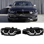 Μπροστινά Φανάρια Set Για Bmw 3 F30  F31 11-15 3D Angel Eyes Μαύρα H7H7 Με Μοτέρ Sonar