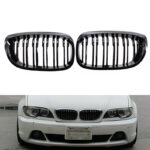 Καρδιές Μάσκας Για Bmw 3 E46 03-06 CoupeCabrio M4 Look Με Διπλή Γρίλια 4D Μαύρο Γυαλιστερό 2 Τεμάχια