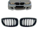 Καρδιές Μάσκας Για Bmw 3 E46 03-06 CoupeCabrio M4 Look Με Διπλή Γρίλια  Μαύρο Γυαλιστερό 2 Τεμάχια