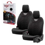 Ημικαλύμματα Μπροστινών Καθισμάτων Otom RSX Sport Ύφασμα Κεντητό Καπιτονέ Μαύρο Με Άσπρη Ραφή RSXL-101 2 Τεμάχια