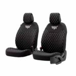 Ημικαλύμματα Μπροστινών Καθισμάτων Otom RSX Sport Ύφασμα Κεντητό Καπιτονέ Μαύρο Με Άσπρη Ραφή RSXL-101 2 Τεμάχια - Image 2