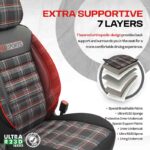 Καλύμματα Αυτοκινήτου Otom GTI Sports Design Universal Jacquard  Lacost  Δερματίνη Σετ Εμπρός  Πίσω 11 Τεμαχίων Μαύρο - Κόκκινο GTI-801 - Image 4