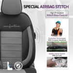 Καλύμματα Αυτοκινήτου Otom Comfortline Design Universal Sued  Rachel  Δερματίνη Σετ Εμπρός  Πίσω 11 Τεμαχίων Μαύρο - Γκρι CMF-206 - Image 3