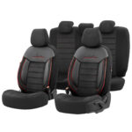 Καλύμματα Αυτοκινήτου Otom Comfortline Design Universal Sued  Rachel  Δερματίνη Σετ Εμπρός  Πίσω 11 Τεμαχίων Μαύρο Με Κόκκινο Ρέλι CMF-218