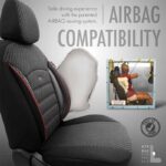 Καλύμματα Αυτοκινήτου Otom Sport Plus Design Universal Βαμβακερό Ύφασμα  Rachel  Δερματίνη Σετ Εμπρός  Πίσω 11 Τεμαχίων Μαύρο Με Κόκκινο Κέντημα SPTPLS-102 - Image 3