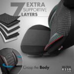 Καλύμματα Αυτοκινήτου Otom Sport Plus Design Universal Βαμβακερό Ύφασμα  Rachel  Δερματίνη Σετ Εμπρός  Πίσω 11 Τεμαχίων Μαύρο Με Κόκκινο Κέντημα SPTPLS-102 - Image 4