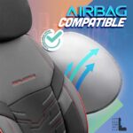 Καλύμματα Αυτοκινήτου Otom Reflective Design Universal Jacquard  Rachel  Δερματίνη Σετ Εμπρός  Πίσω 11 Τεμαχίων Μαύρο Με Κόκκινη Ραφή RFL-2601 - Image 4