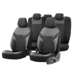 Καλύμματα Αυτοκινήτου Otom Reflective Design Universal Jacquard  Rachel  Δερματίνη Σετ Εμπρός  Πίσω 11 Τεμαχίων Μαύρο Με Άσπρη Ραφή RFL-2602