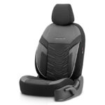 Καλύμματα Αυτοκινήτου Otom Reflective Design Universal Jacquard  Rachel  Δερματίνη Σετ Εμπρός  Πίσω 11 Τεμαχίων Μαύρο Με Άσπρη Ραφή RFL-2602 - Image 2