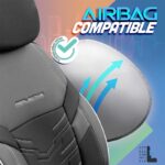 Καλύμματα Αυτοκινήτου Otom Reflective Design Universal Jacquard  Rachel  Δερματίνη Σετ Εμπρός  Πίσω 11 Τεμαχίων Μαύρο Με Άσπρη Ραφή RFL-2602 - Image 4