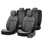 Καλύμματα Αυτοκινήτου Otom Reflective Design Universal Jacquard  Rachel  Δερματίνη Σετ Εμπρός  Πίσω 11 Τεμαχίων Μαύρο - Σκούρο Γκρι RFL-2603