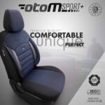 Καλύμματα Αυτοκινήτου Otom Sport Plus Design Universal Βαμβακερό Ύφασμα  Rachel  Δερματίνη Σετ Εμπρός  Πίσω 11 Τεμαχίων Μαύρο  Μπλε SPTPLS-104 - Image 4