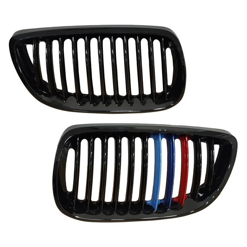Καρδιές Μάσκας Για Bmw 3 Ε92 Ε93 06-11 Tri-color Με Μονή Γρίλια  Μαύρο Γυαλιστερό 2 Τεμάχια - Image 2