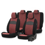 Καλύμματα Αυτοκινήτου Otom Smart Design Universal Ύφασμα  Δερματίνη Σετ Εμπρός  Πίσω 11 Τεμαχίων Μαύρο  Κόκκινο SLTSMT103-NZ