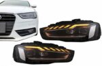 Μπροστινά Φανάρια Set Για Audi A4 B8.5 Facelift (2012-2015) Μαύρα A4 B9.5 Design OEM Xenon Upgrade Σε Full Led & Dynamic Led Φλας Carner