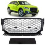 Μάσκα Για Audi Q2 (GA) PreFacelift 2016-2020 RSQ2 Look Κυψελωτή Μαύρο Γυαλιστερό 1 Τεμάχιο