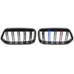 Καρδιές Μάσκας Για Bmw X2 F39 18+ M4 Look Με Διπλή Γρίλια Tri-Color Μαύρο Γυαλιστερό 2 Τεμάχια