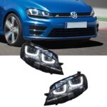Μπροστινά Φανάρια U-Type Led Chrome Με Φώτα Ημέρας DRL Volkswagen Golf 7