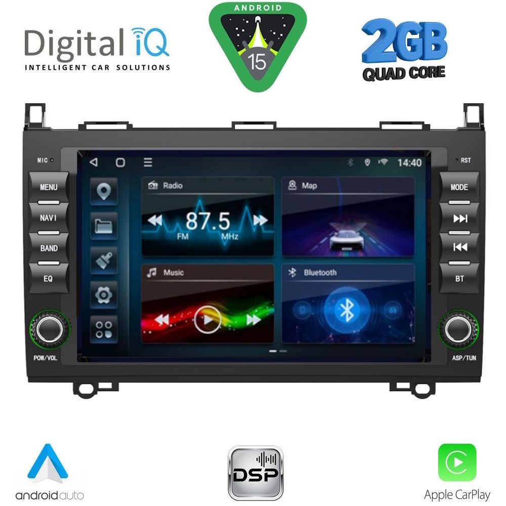 DIGITAL IQ BLD 068_CPA (8" DECK) MULTIMEDIA SYSTEM for MERCEDES A – B – SPRINTER – VITO – VIANO mod. 2007-2019