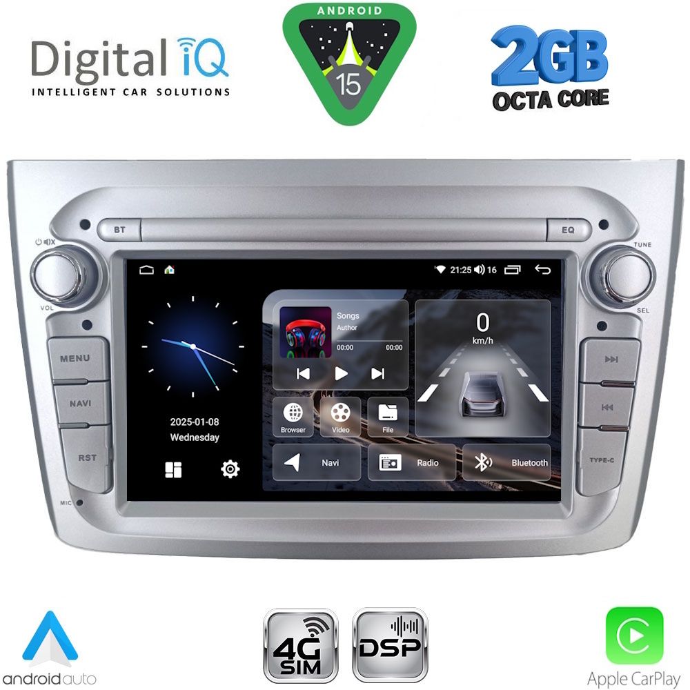 DIGITAL IQ BLF 357SL_CPA (7" DECK) MULTIMEDIA SYSTEM for ALFA ROMEO MITO mod. 2008-2018 (SILVER)
