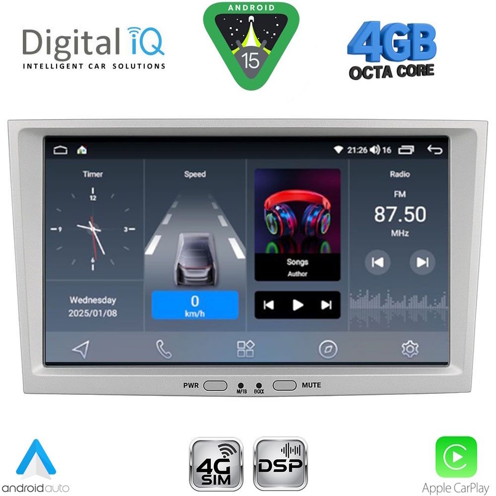 DIGITAL IQ BLG 418SL_CPA (8" DECK) MULTIMEDIA SYSTEM for OPEL ALL mod. 2004-2014 (SILVER)