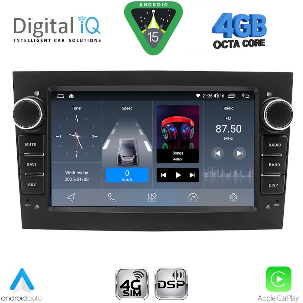 DIGITAL IQ BLG 419BL_CPA (7" DECK) MULTIMEDIA SYSTEM for OPEL ALL mod. 2004-2014 (GLOSS BLACK)