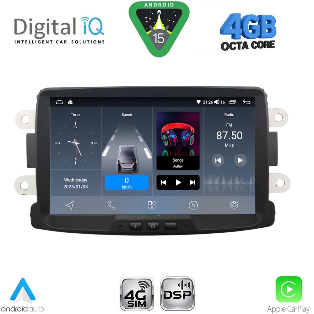 DIGITAL IQ BLG 433_CPA (8" DECK) MULTIMEDIA SYSTEM for DACIA mod. 2012-2019 – RN CAPTURE mod. 2013-2021