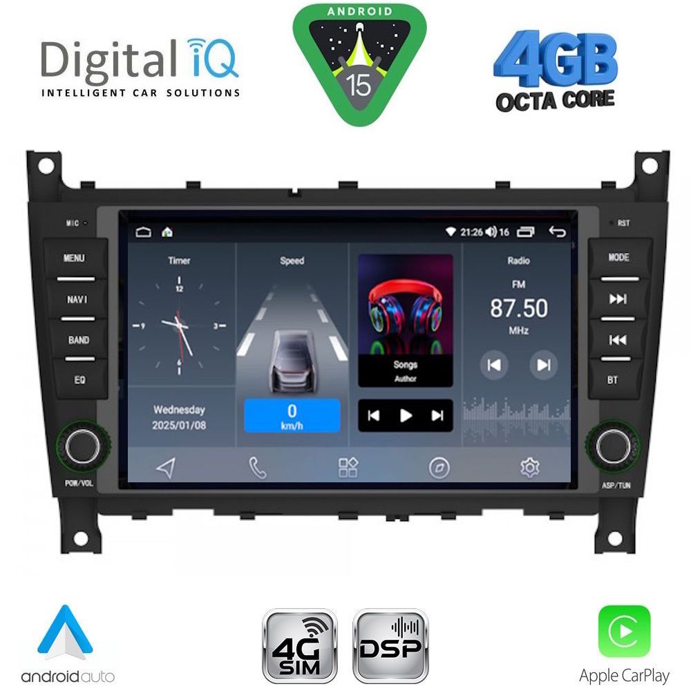 DIGITAL IQ BLG 493_CPA (7" DECK) MULTIMEDIA SYSTEM for MERCEDES C W203 – CLK W209 mod. 2004-2008