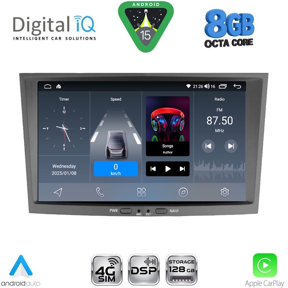 DIGITAL IQ BLM 718GR_CPA (8" DECK) MULTIMEDIA SYSTEM for OPEL ALL mod. 2004-2014 (GRAY)