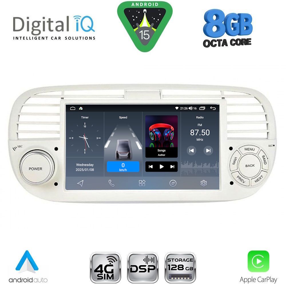 DIGITAL IQ BLM 765BG_CPA (7" DECK) MULTIMEDIA OEM for FIAT 500 mod. 2007-2015 (BEIGE)