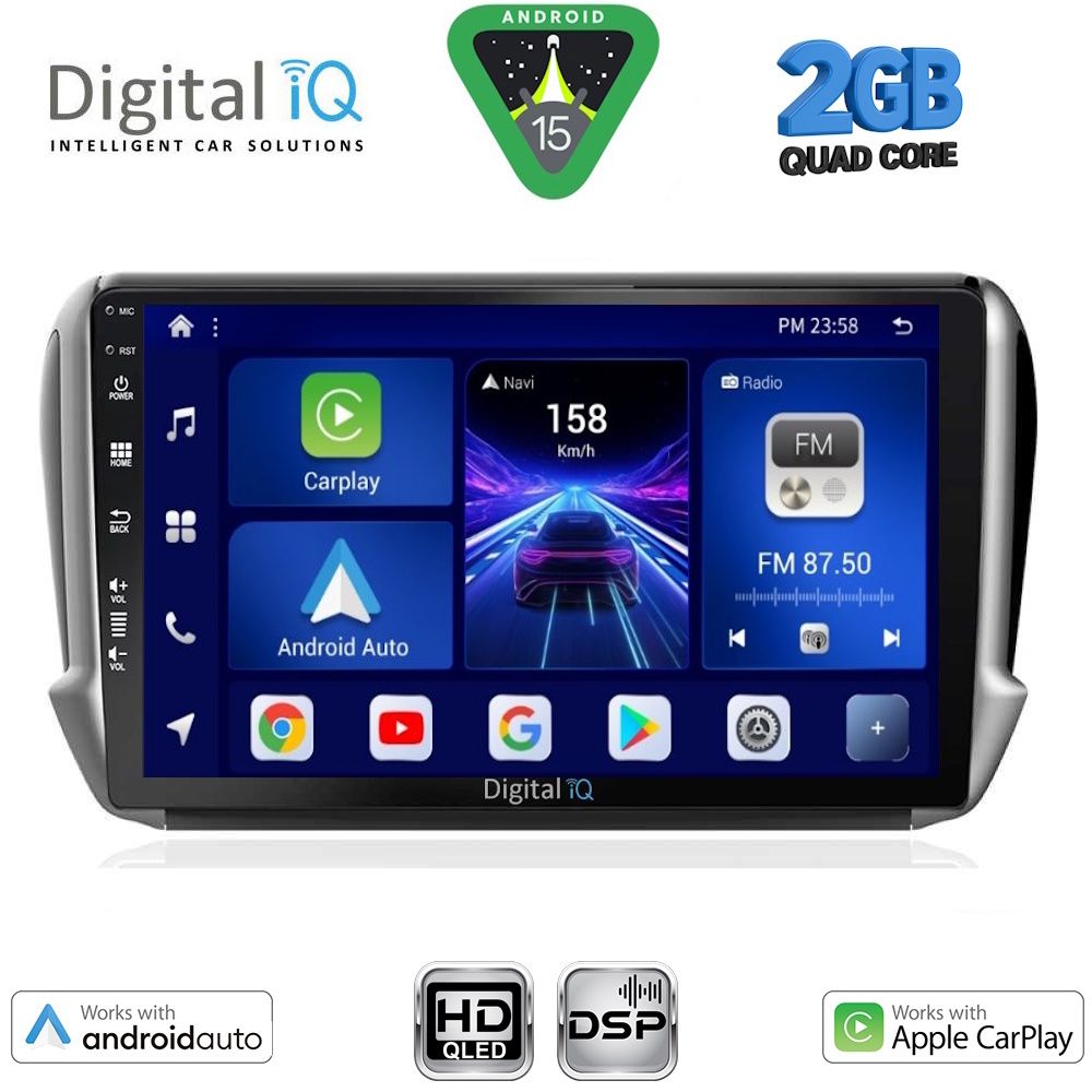 DIGITAL IQ BXC 3508_CPAA (10inc) MULTIMEDIA TABLET for PEUGEOT 208-2008 mod. 2012-2021