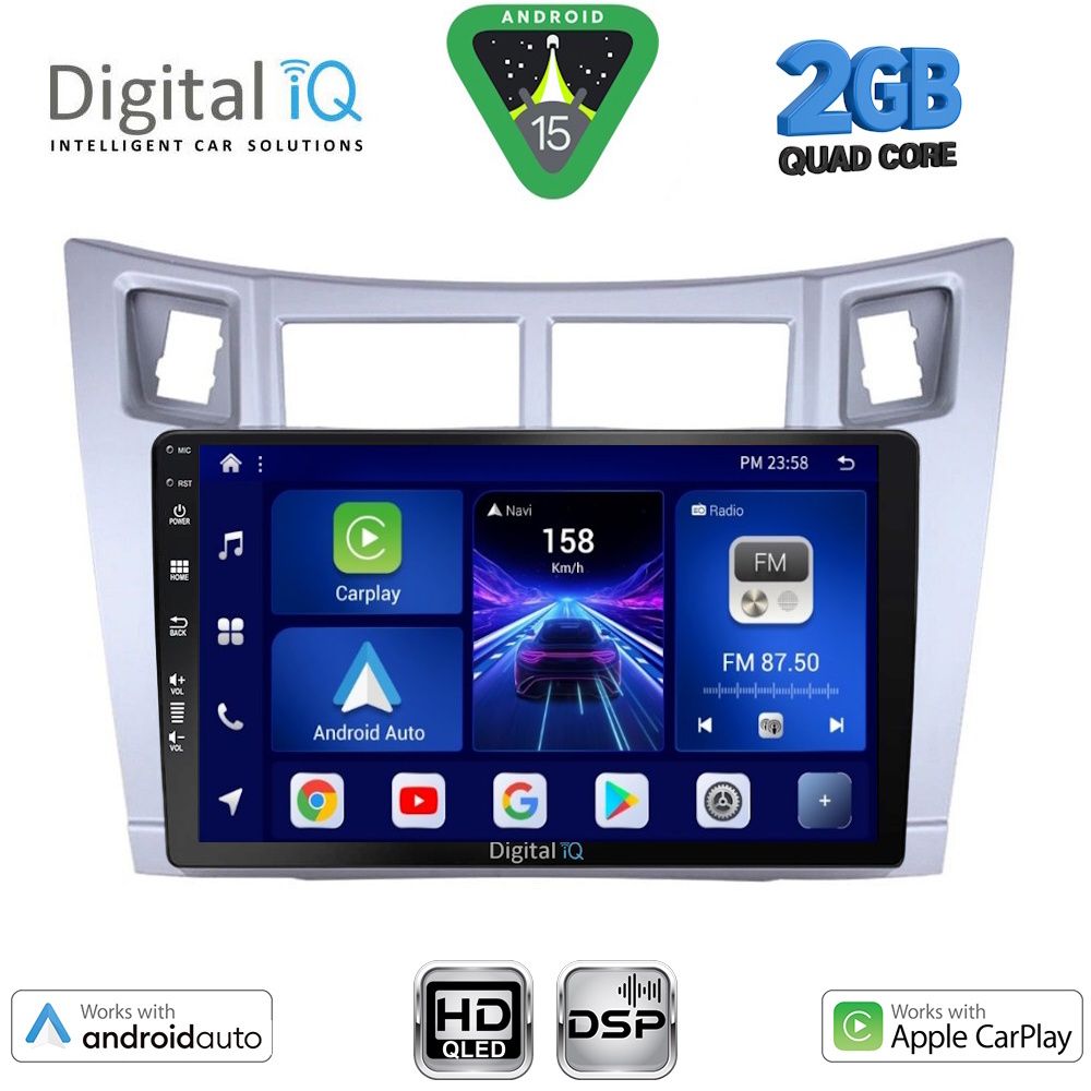 DIGITAL IQ BXC 3736SL_CPAA (9inc) MULTIMEDIA TABLET for TOYOTA YARIS mod. 2006-2011 (SILVER)