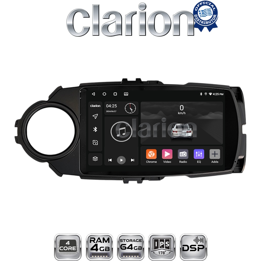 CLARION GL32454B Οθόνη OEM Multimedia Αυτοκινήτου για Toyota Yaris 2015 > 2019 (CarPlay/AndroidAuto/BT/GPS/WIFI/GPRS)