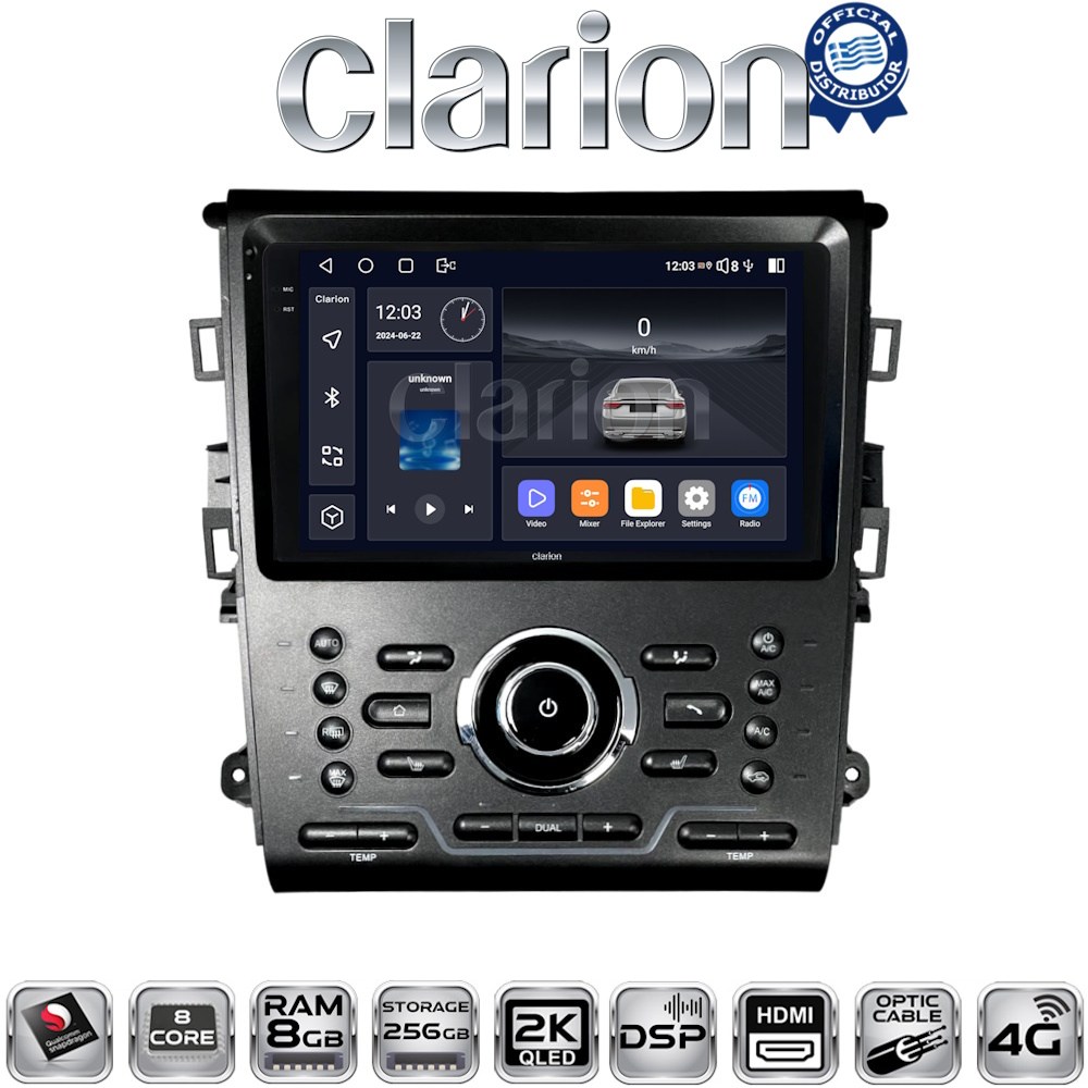 CLARION GL75370 Οθόνη OEM Multimedia Αυτοκινήτου για Ford Mondeo 2014> (CarPlay/AndroidAuto/BT/GPS/WIFI/GPRS)