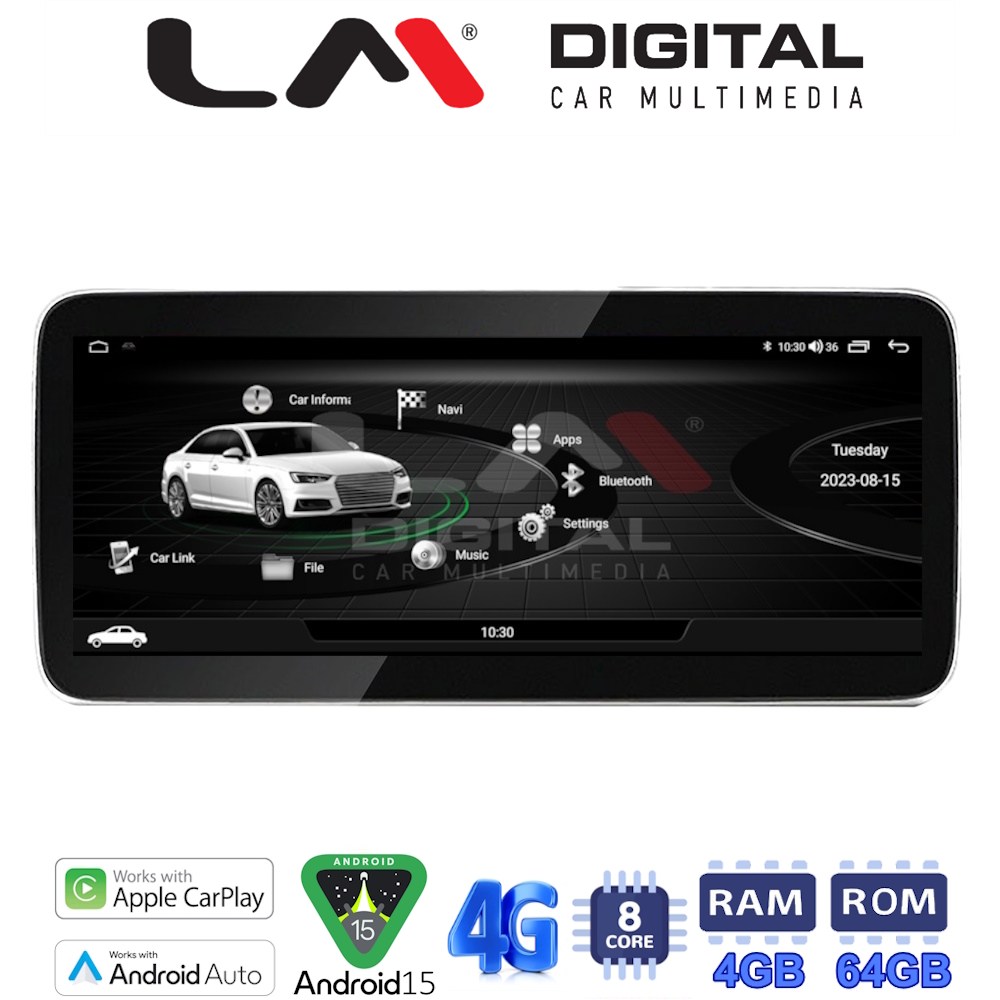 LM Digital - LM KH4 310 LOW Οθόνη OEM Multimedia Αυτοκινήτου για AUDI A4 2009 > 2017 με εγχρωμη οθόνη (CarPlay/AndroidAuto/BT/GPS/WIFI/GPRS)