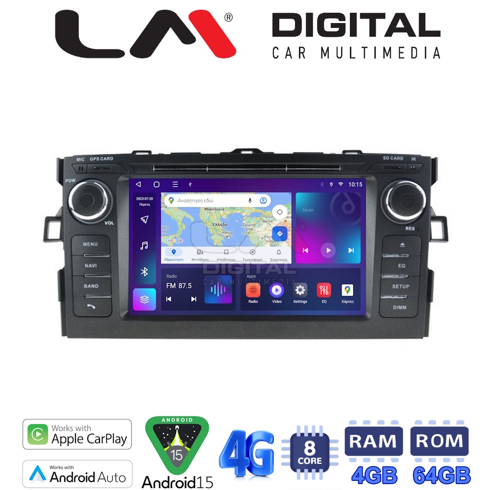 LM Digital - LM Q8028 GPS Οθόνη OEM Multimedia Αυτοκινήτου για TOYOTA AURIS 2007 > 2012 (CarPlay/AndroidAuto/BT/GPS/WIFI/GPRS)