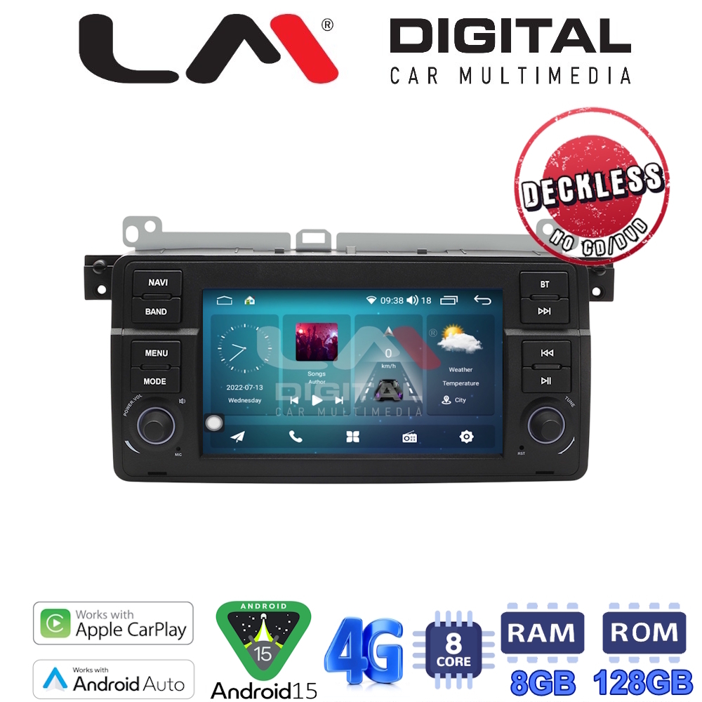 LM Digital - LM T8052 GPS Οθόνη OEM Multimedia Αυτοκινήτου για BMW σειρά 3 E46 1998 > 2006 (CarPlay/AndroidAuto/BT/GPS/WIFI/GPRS)