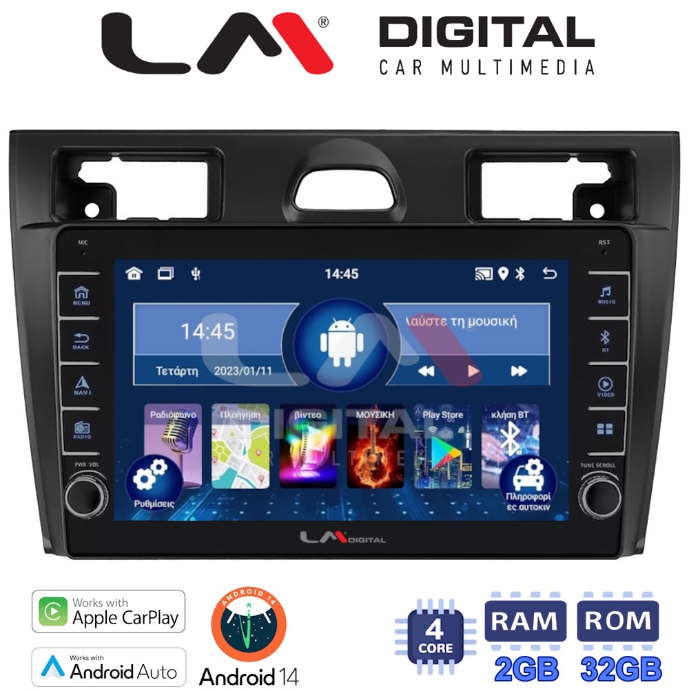 LM Digital - LM ZG4140B GPS Οθόνη OEM Multimedia Αυτοκινήτου για Ford Fiesta 2006 -> 2008 (CarPlay/AndroidAuto/BT/GPS/WIFI/GPRS)