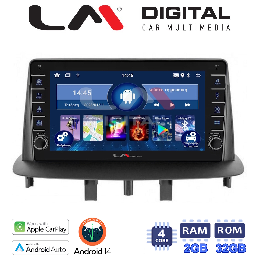 LM Digital - LM ZG4145 GPS Οθόνη OEM Multimedia Αυτοκινήτου για RENAULT MEGANE3 (CarPlay/AndroidAuto/BT/GPS/WIFI/GPRS)