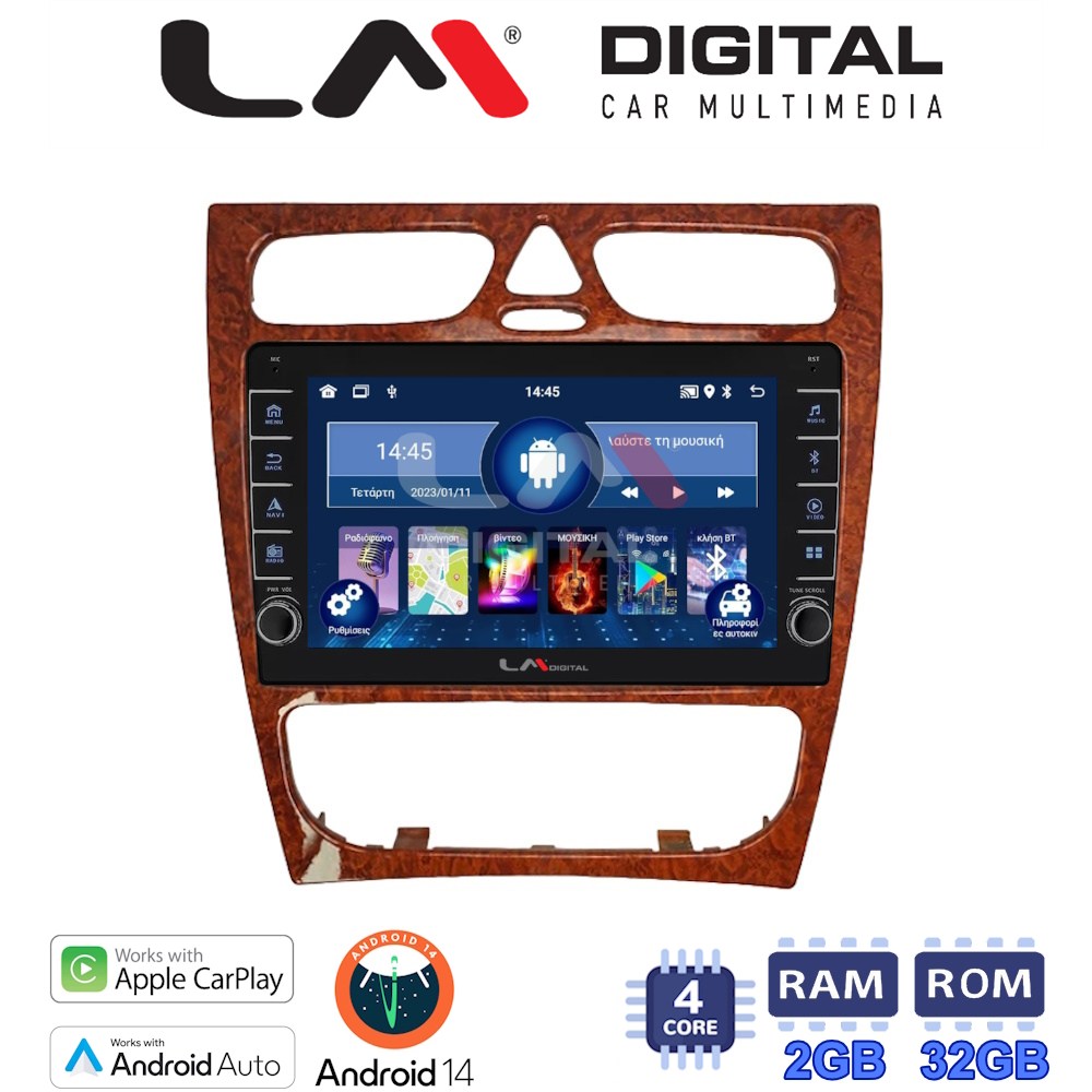 LM Digital - LM ZG4171W GPS Οθόνη OEM Multimedia Αυτοκινήτου για Mercedes C Class 1999 > 2004 (Προ Facelift) (CarPlay/AndroidAuto/BT/GPS/WIFI/GPRS)