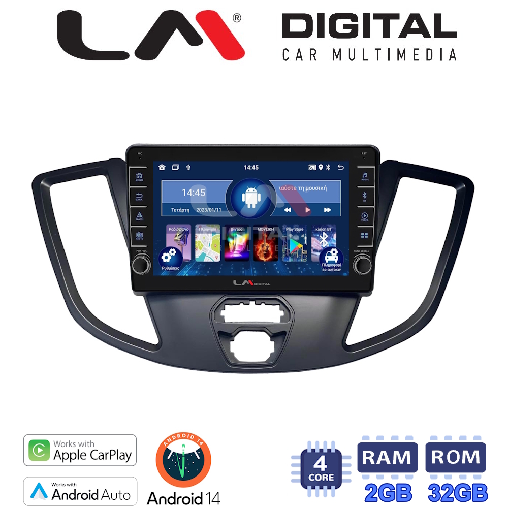 LM Digital - LM ZG4758 GPS Οθόνη OEM Multimedia Αυτοκινήτου για Ford Transit 2013 > 2018 (CarPlay/AndroidAuto/BT/GPS/WIFI/GPRS)