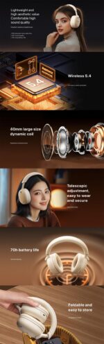 REMAX RB-560 HB (BEIGE) WIRELESS HEADPHONES - Image 3