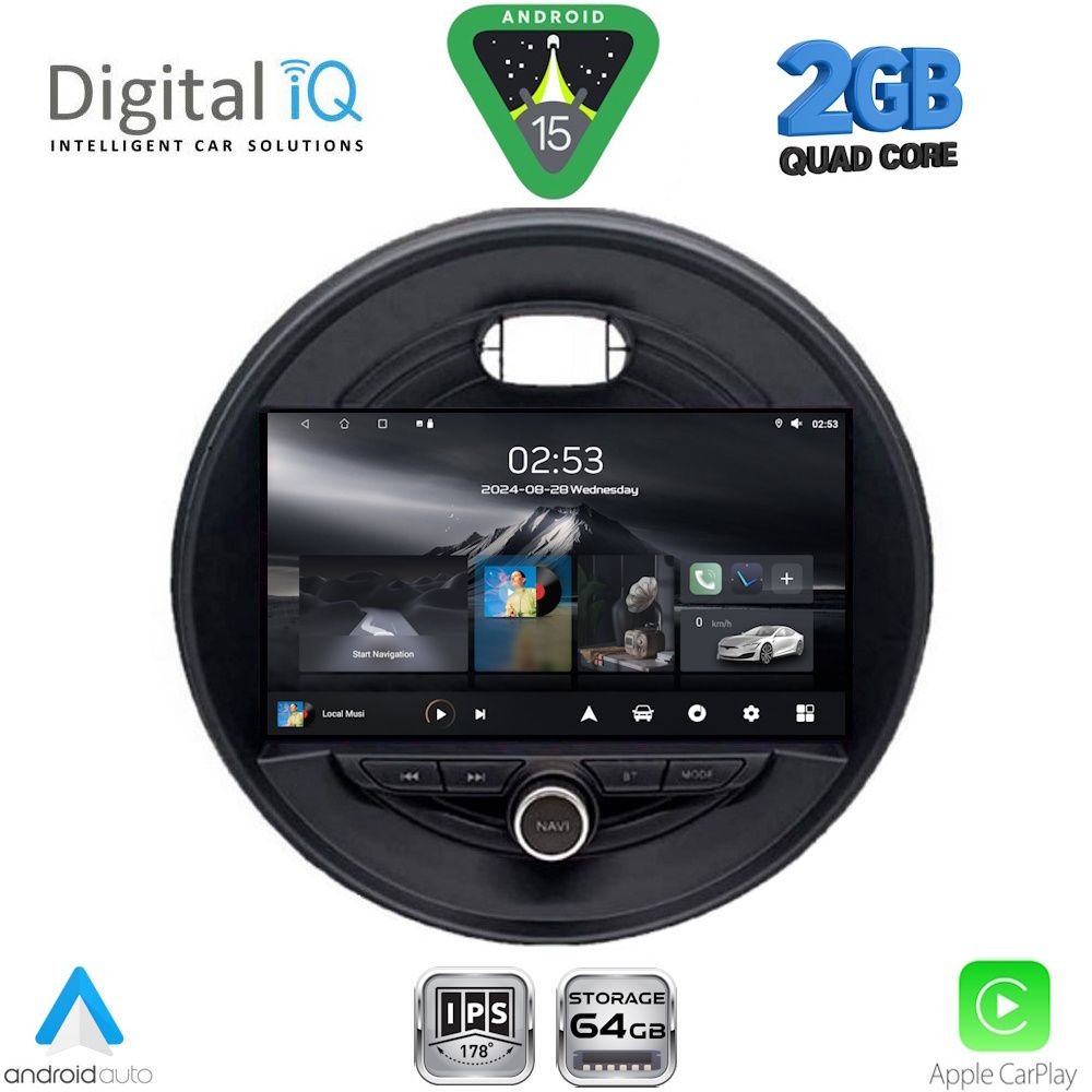 DIGITAL IQ RSD 1066_CPA (9inc) MULTIMEDIA TABLET for MINI COOPER (F55-56-F57) mod. 2015-2024 - CLUBMAN (F54) mod. 2015-2024 - ROADSTER (F59) mod. 2014- COUNTRYMAN (F60) mod. 2016-202