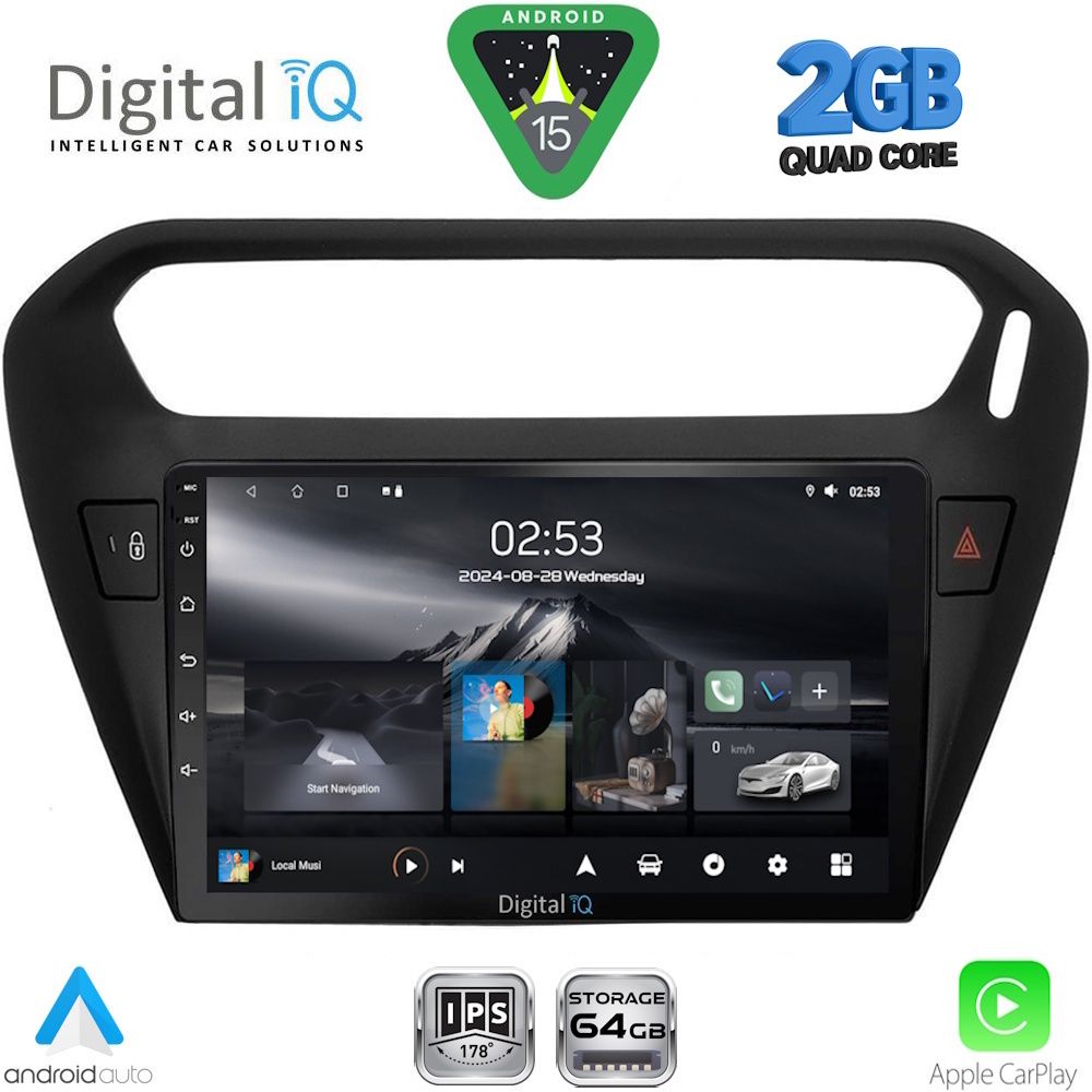 DIGITAL IQ RSD 1511BL_CPA (9inc) MULTIMEDIA TABLET for CITROEN ELYSEE – PEUGEOT 301 mod. 2013-2026 (BLACK)