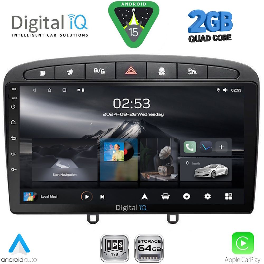 DIGITAL IQ RSD 1513BL_CPA (9inc) MULTIMEDIA TABLET for PEUGEOT 308 mod. 2007-2012 - RCZ mod.2009-2015 (BLACK)