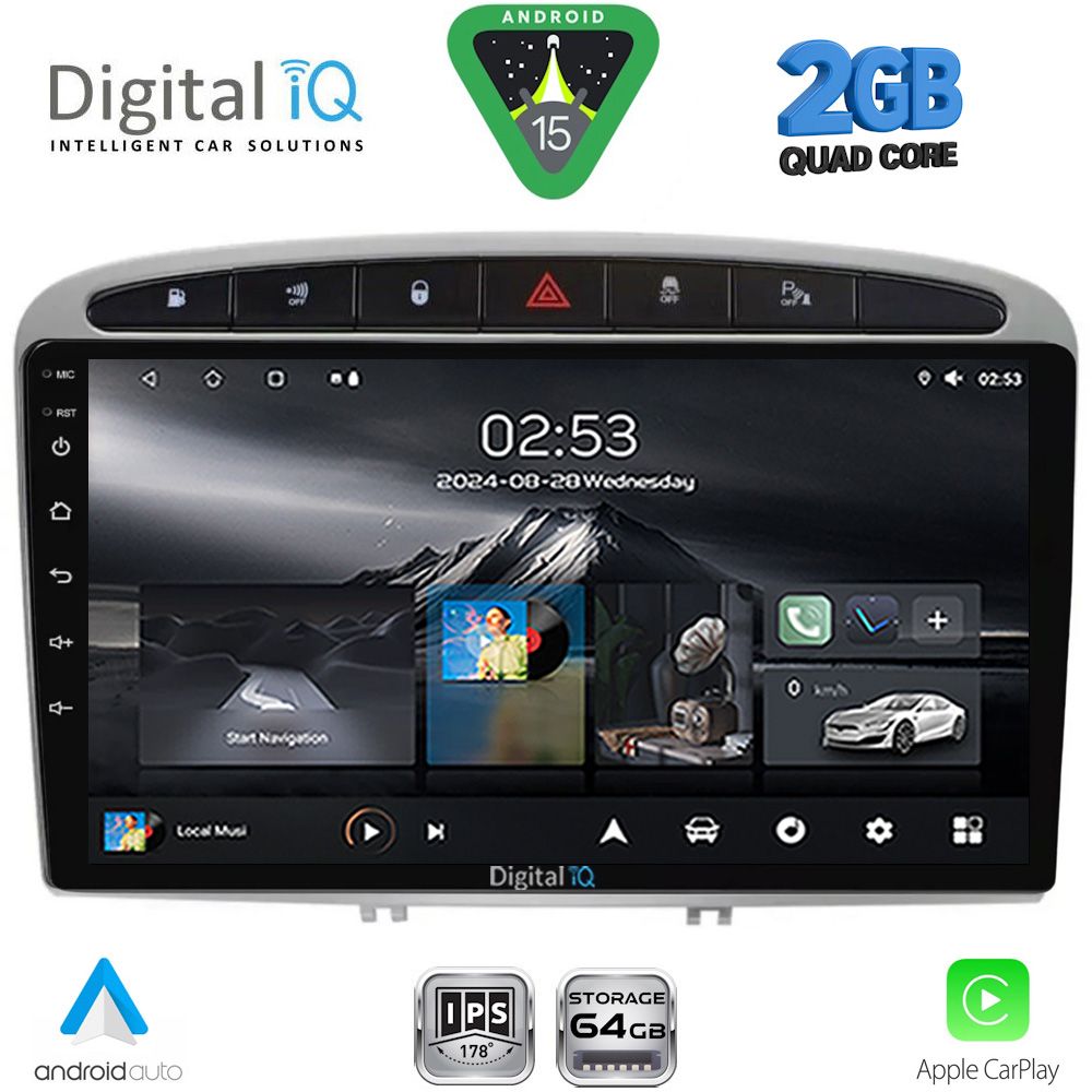DIGITAL IQ RSD 1513SL_CPA (9inc) MULTIMEDIA TABLET for PEUGEOT 308 mod.2007-2012 - RCZ mod.2009-2015 (SILVER)