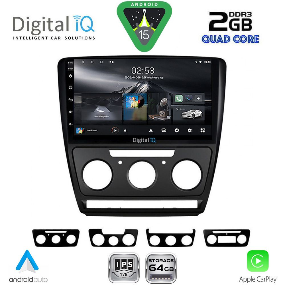 DIGITAL IQ RSD 1595BL_CPA (10inc) MULTIMEDIA TABLET for SKODA OCTAVIA 5 mod. 2005-2012 (BLACK)