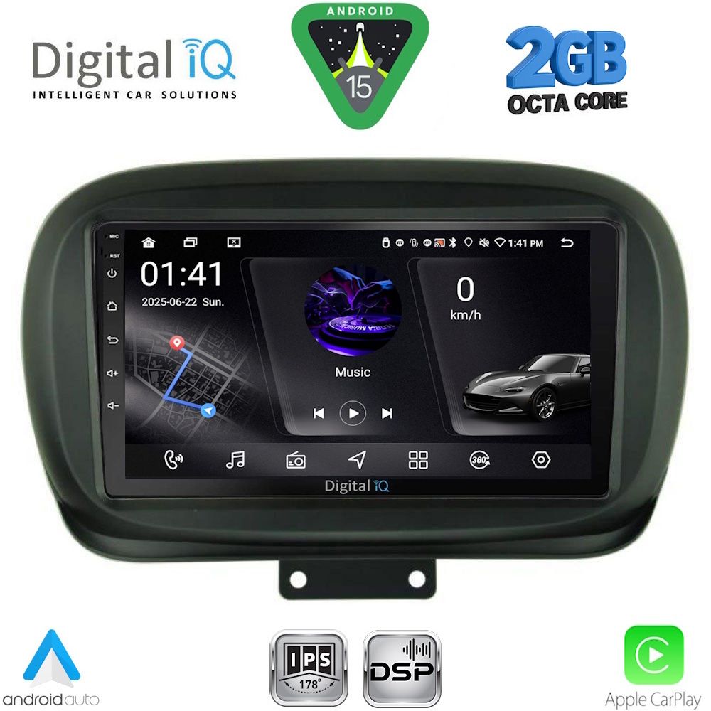 DIGITAL IQ RSF 4134_CPA (9inc) MULTIMEDIA TABLET for FIAT 500Χ mod. 2014-2024