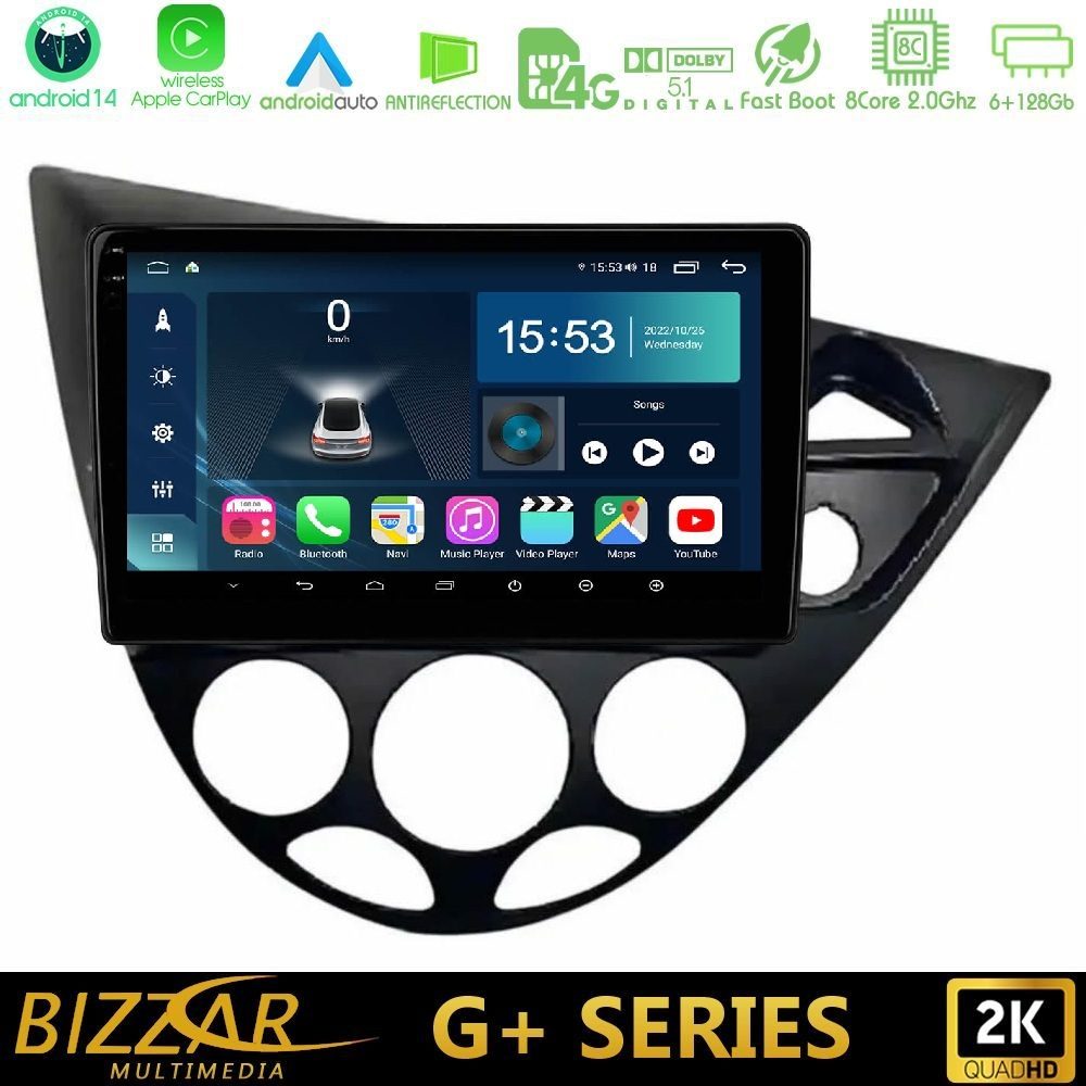 Bizzar G+ Series Ford Focus 1999-2004 (RHD) 8core Android14 6+128GB Navigation Multimedia Tablet 9"