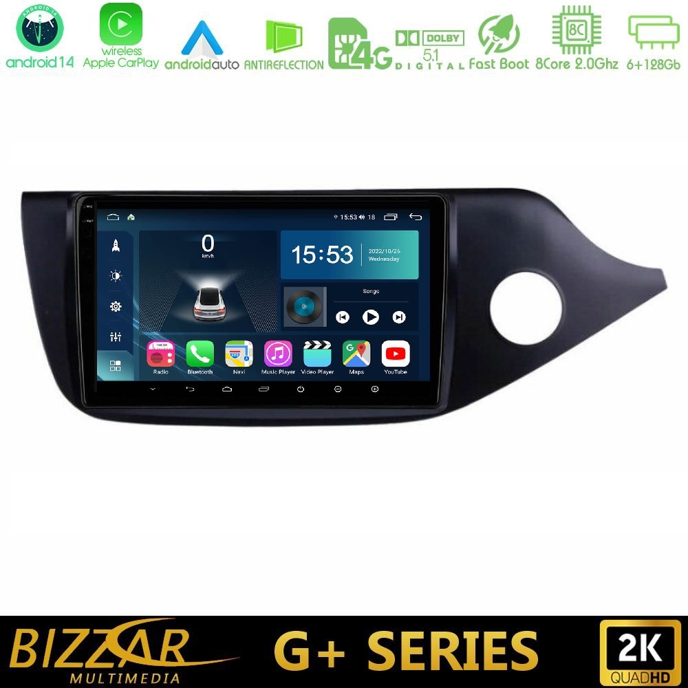 Bizzar G+ Series Kia Cee’d/ProCeed 2013-2017 RHD 8core Android14 6+128GB Navigation Multimedia Tablet 9"